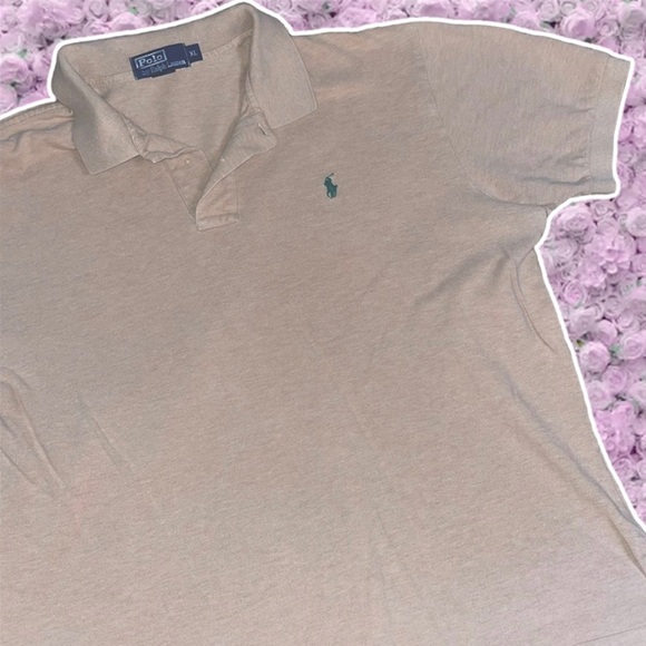Vintage Polo Ralph Lauren XL Shirt Tan Logo Embroidered Pony Short Sleeved Top - Picture 1 of 5